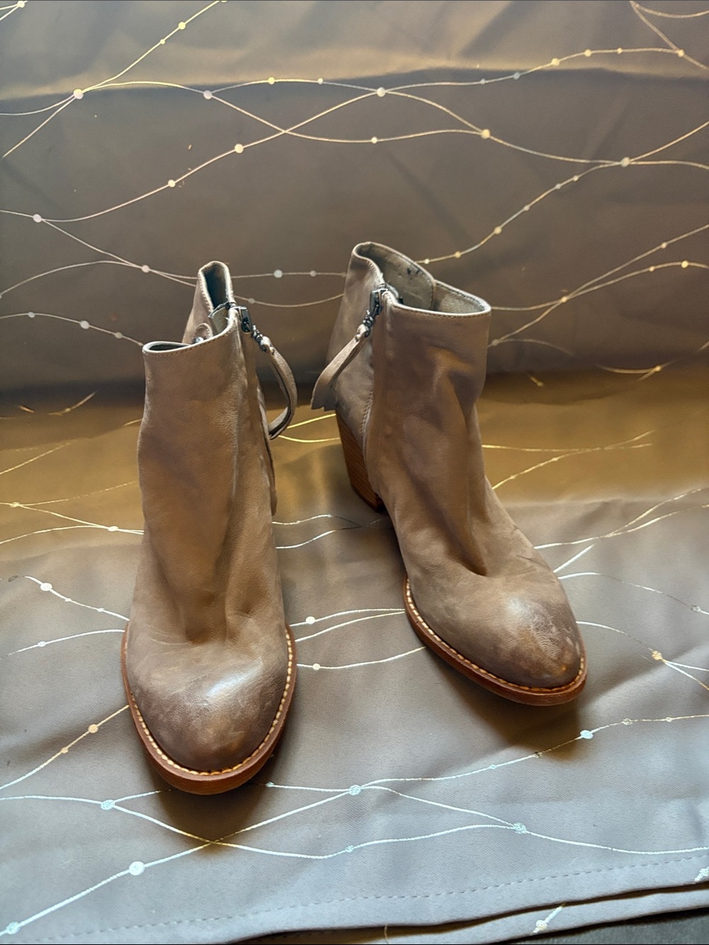 Sam Edelman Brown Leather Ankle Booties with Side Zip